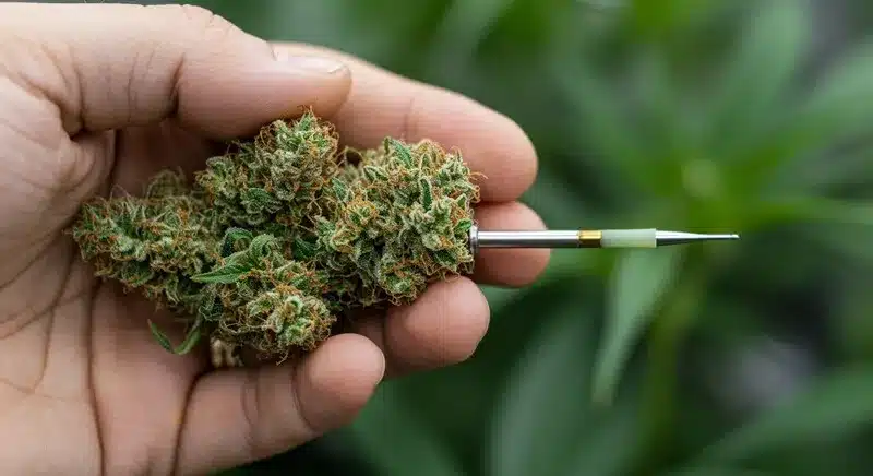 Kush Mints Fast Version: Compact Resinous Bud with Vape Extract.