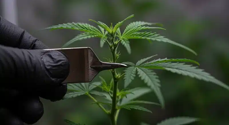 Jony Pot x Pineapple Sherbet Regular: Pruning Young Cannabis Plant.