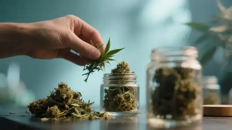 Haze XL Auto buds being cured in glass jars to preserve terpenes and ensure smooth, aromatic smoke with balanced sativa effects.