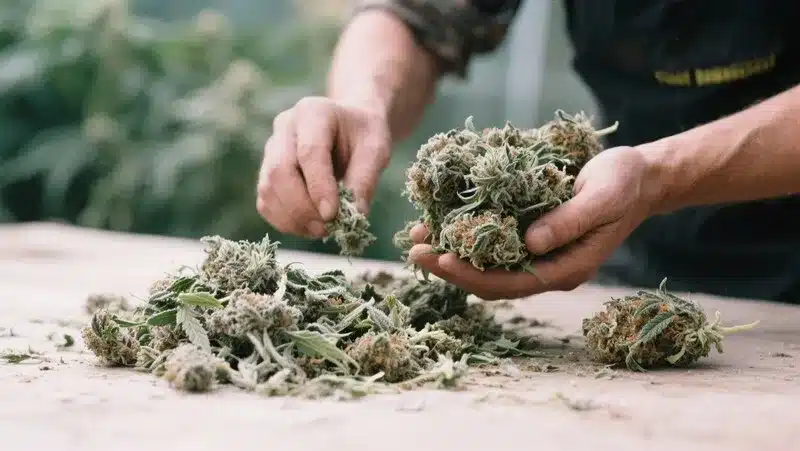 Cured Jealousy F1 buds stored in glass jars to preserve aroma, potency, and freshness, ensuring high-quality cannabis for long-term use.