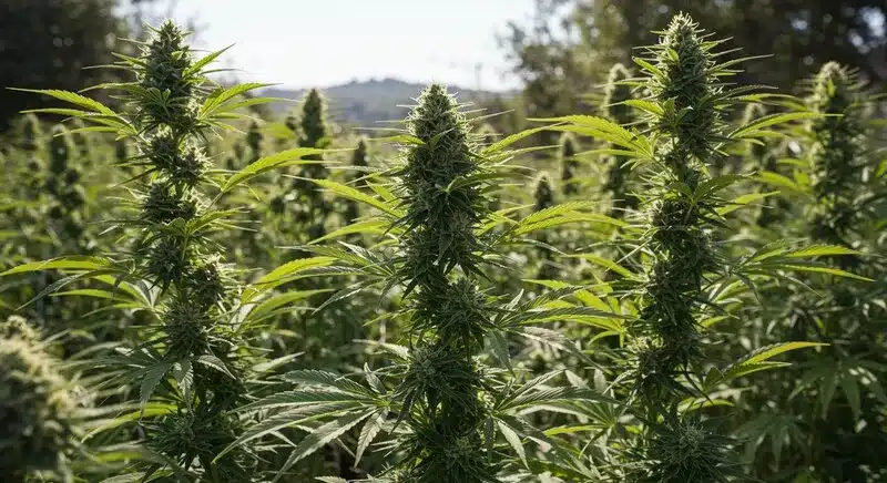 Kali Mist: Outdoor Cannabis Plants in Full Bloom.