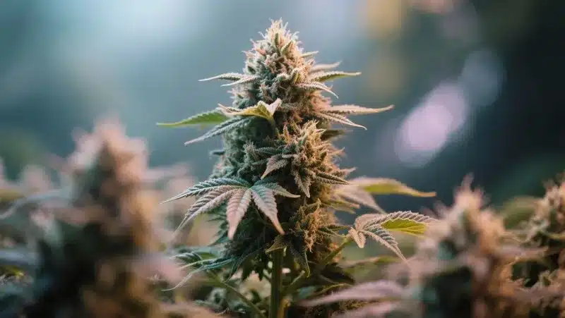 Lemon Haze Autoflower plants in full bloom with frosty trichomes and citrus-scented buds, thriving under optimal indoor growing conditions.