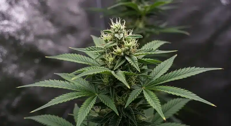 Lemon OG Fast Version: Resinous Flowering Cannabis Bud.