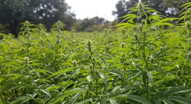 Lemonaid OG thriving in an outdoor grow setup, with strong branches and bright green leaves ideal for high-yield, natural cultivation.