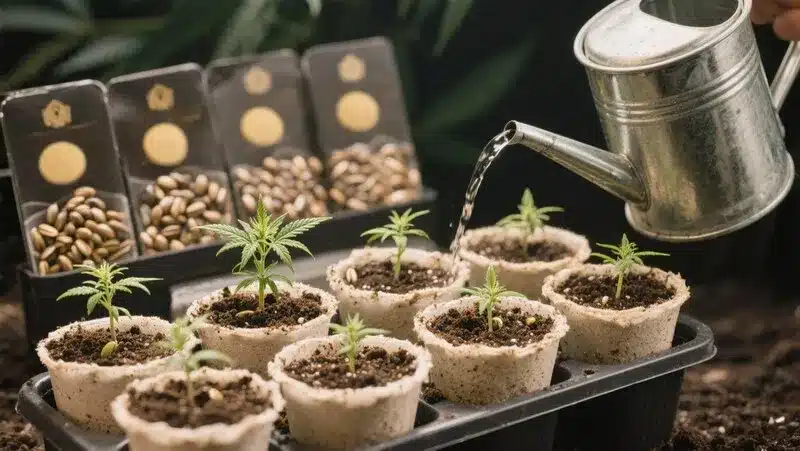Mandarine Auto: Early Cannabis Germination Stage.