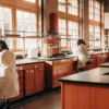 Scientists working in laboratory environment conducting cannabis research and analysis.
