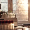 Liquid chromatography equipment with cannabis samples and test tubes in laboratory.