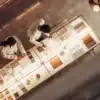 Scientists analyzing soil samples and materials on a laboratory table from top view.