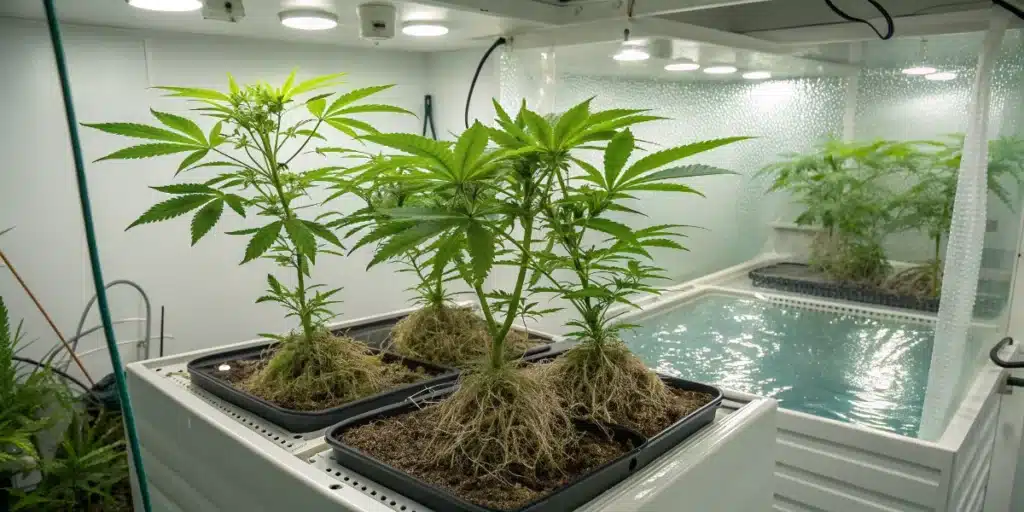 Hydroponic Cannabis Roots in Deep Water Culture