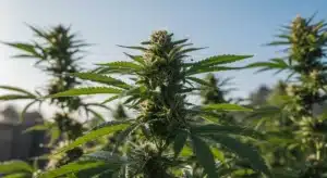Somango Regular cannabis plant flowering outdoors.