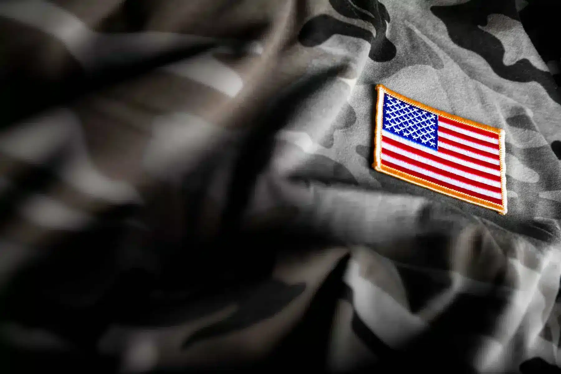 US veteran camouflage with American flag patch