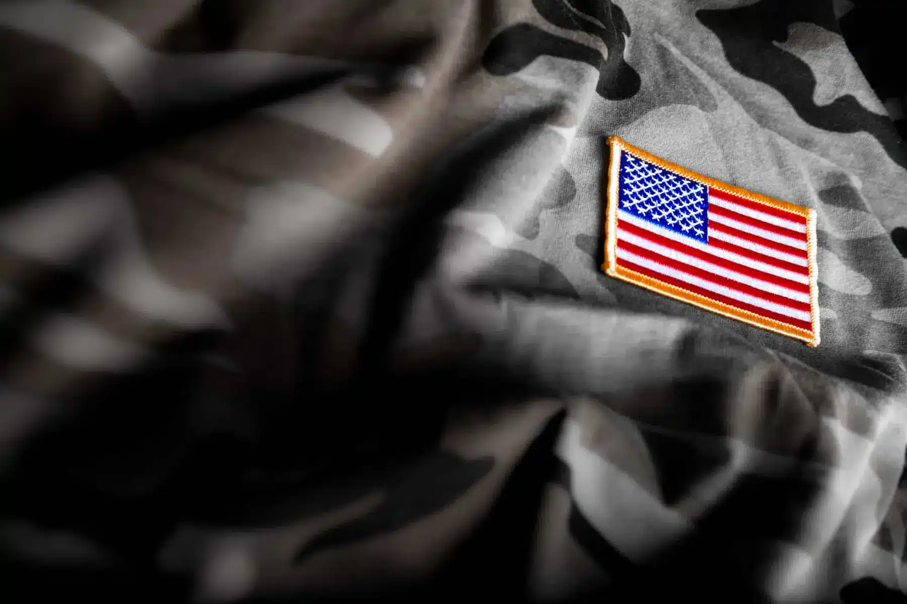 US veteran camouflage with American flag patch