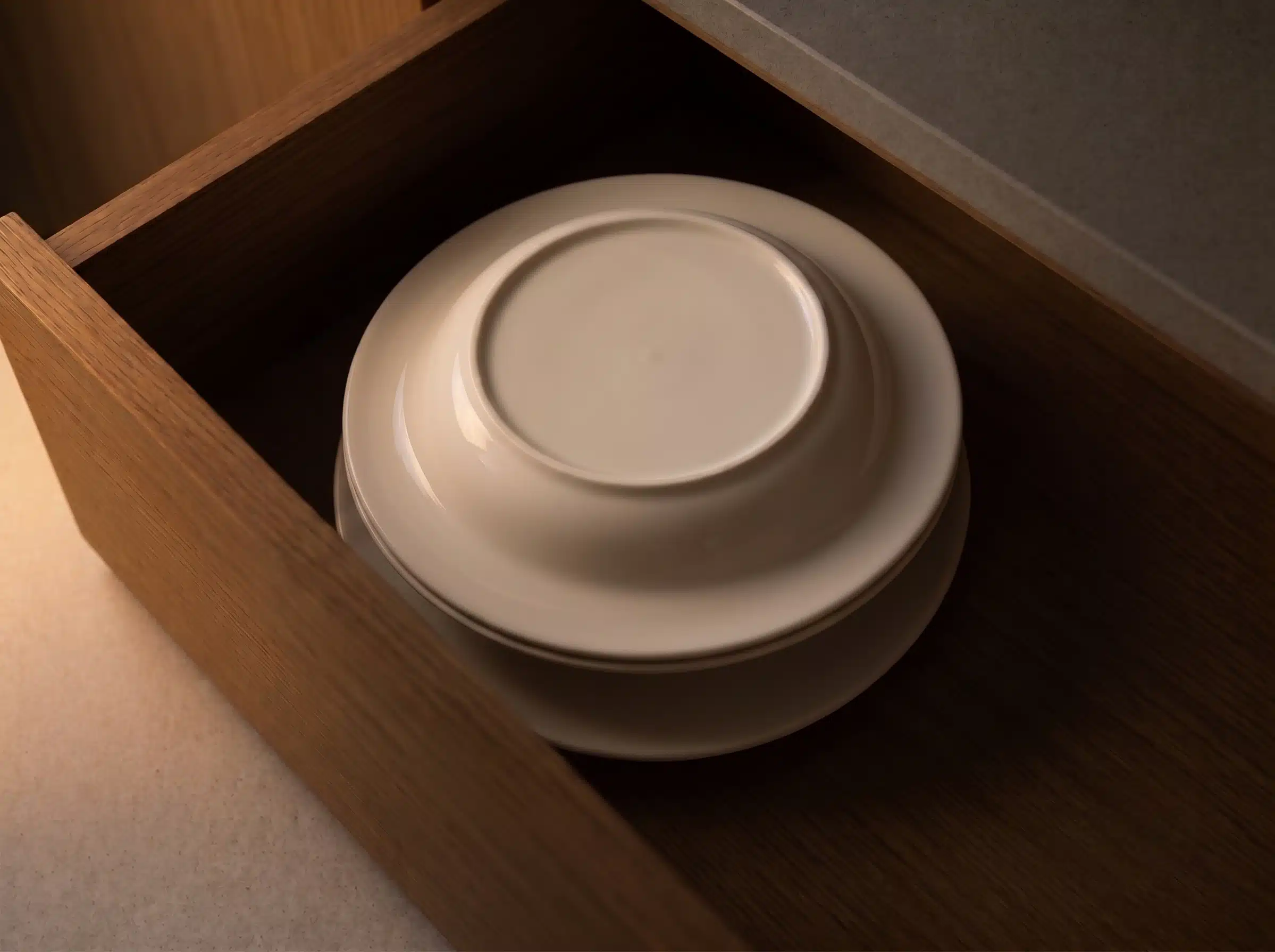 Covered plate in a warm dark place