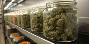 Cannabis Buds Curing in Glass Storage Jars