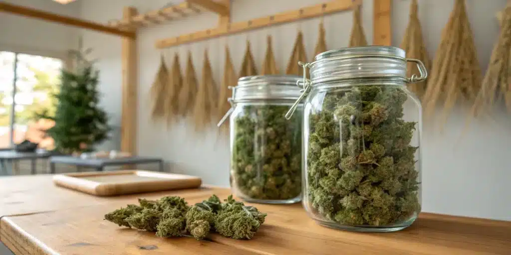 Cannabis Curing Jars in Drying Room