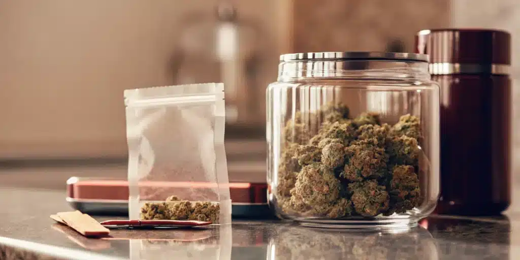 Cannabis Storage in Airtight Glass Jar