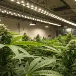 Commercial Cannabis Flowering Room Under LED Lights