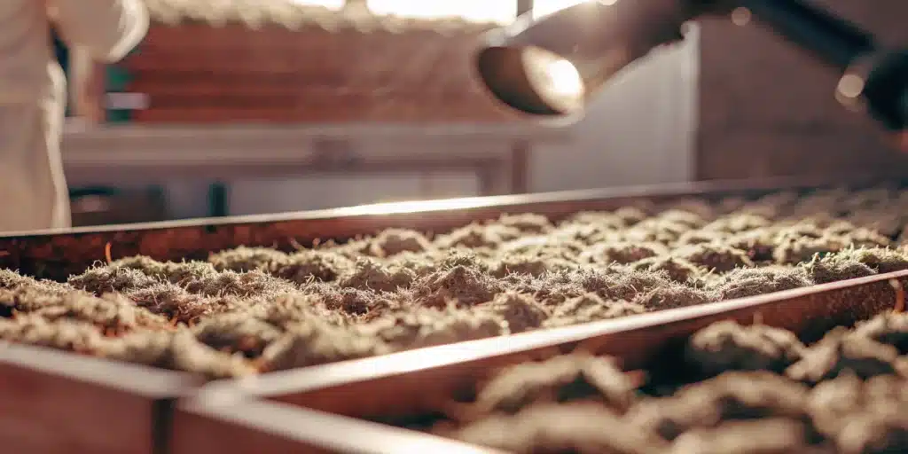Drying Cannabis Buds on Harvest Trays
