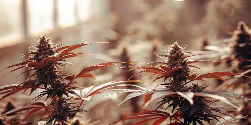 Healthy autoflower cannabis plants producing dense buds during the flowering stage.