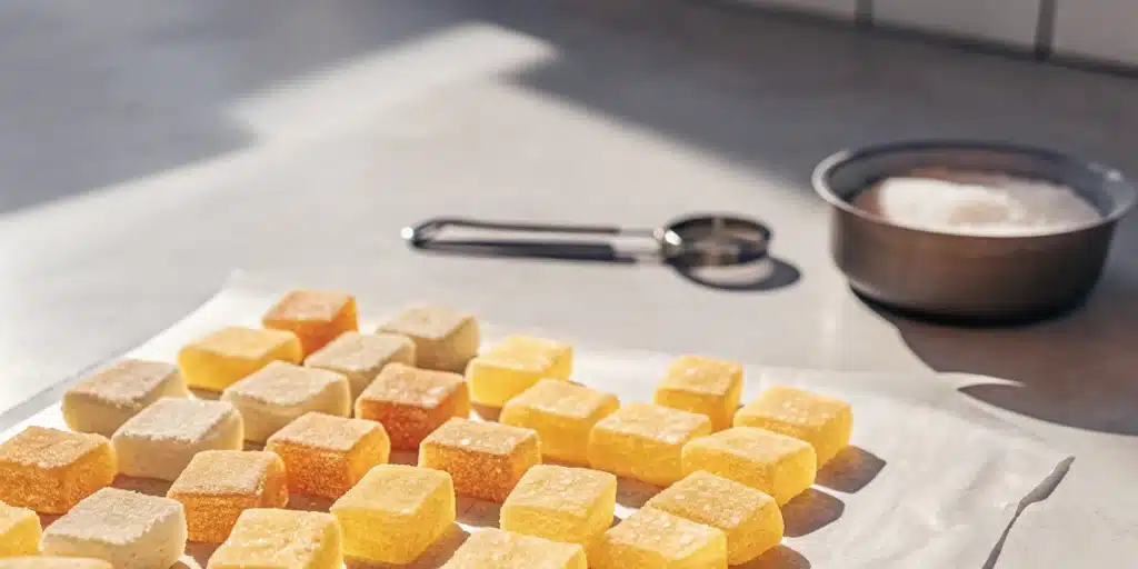 Homemade THC Hard Candies Cooling on Parchment Paper