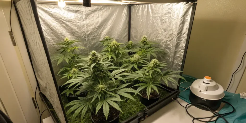 4x4 Cannabis Grow Tent With Multiple Plants