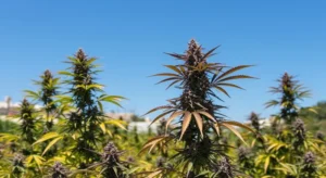Thai Fantasy Cannabis Plants Flowering Outdoors.
