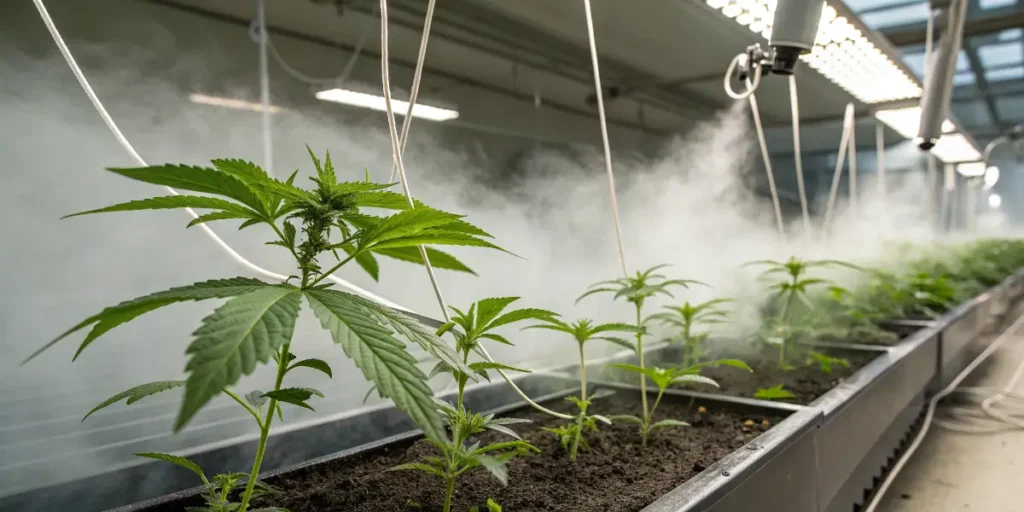 Aeroponic Cannabis Plants in an Indoor Grow Room