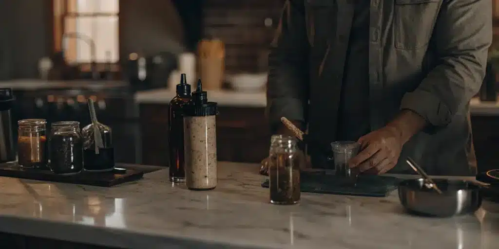Cannabis-Infused Ingredient Preparation in a Kitchen
