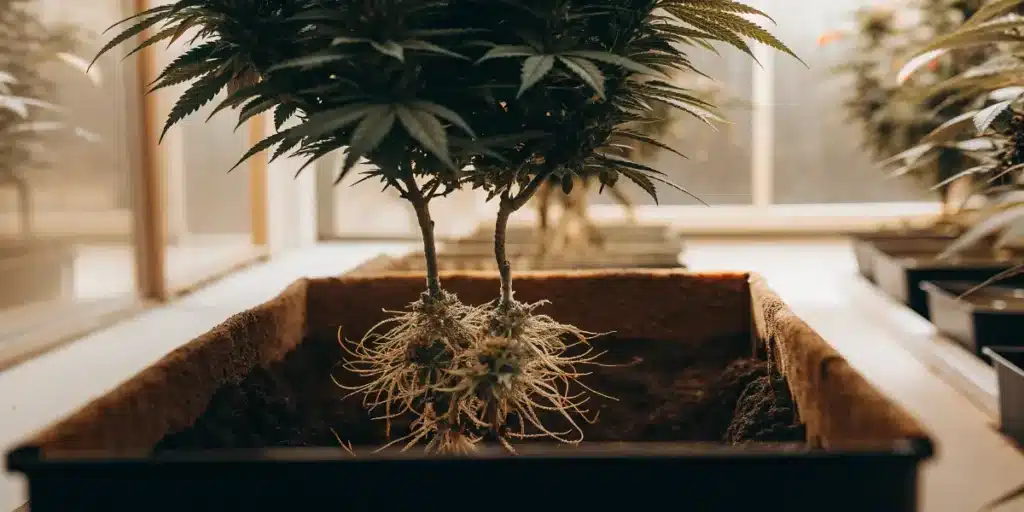 Cannabis Plant with Visible Root System