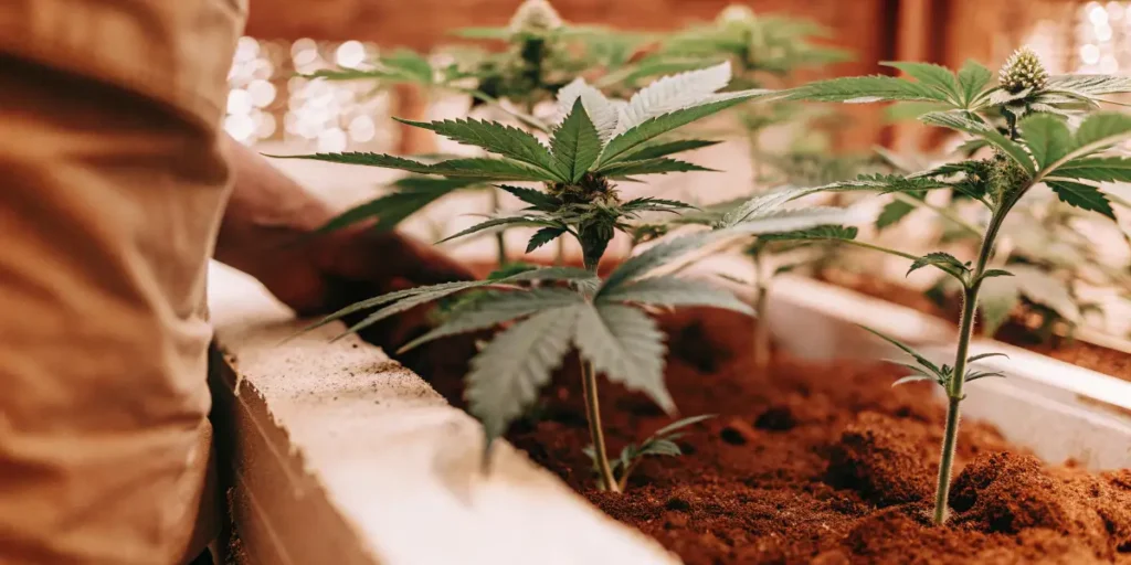 Cannabis Plants Growing in Indoor Soil