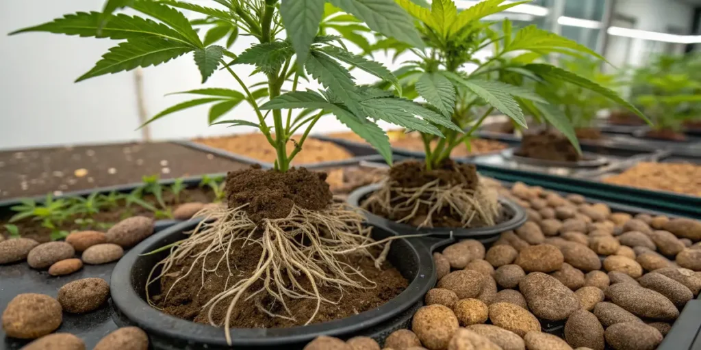 Cannabis Plants in a Hydroponic System