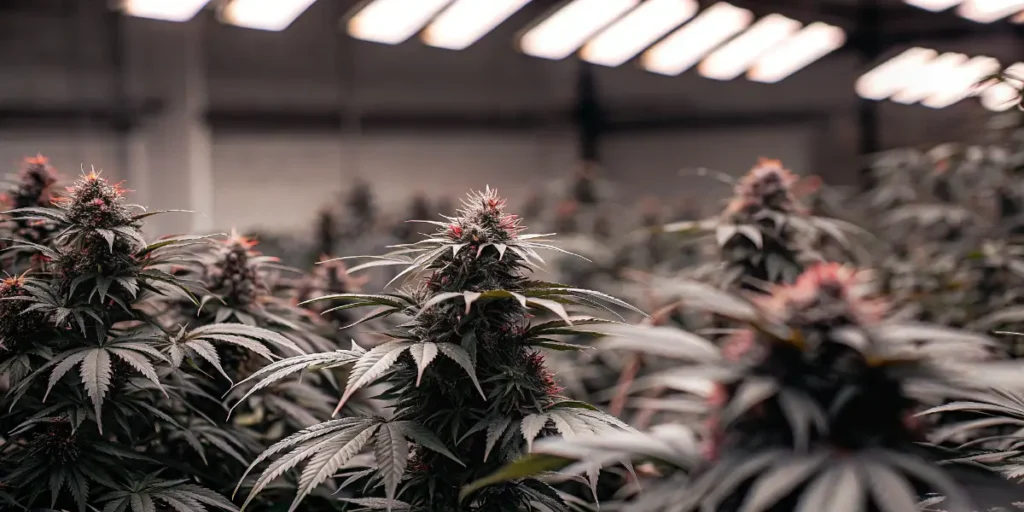 Dark Cannabis Plants in the Flowering Stage