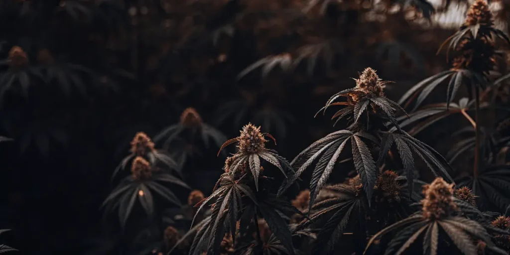 Dark Cannabis Plants in an Indoor Grow Room
