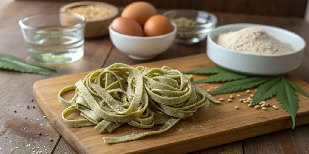 Homemade Hemp Pasta with Ingredients