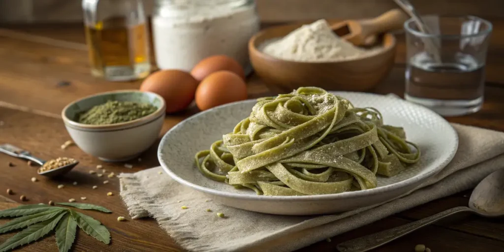 Homemade Hemp Pasta Served on a Plate