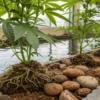 Hydroponic Cannabis Plants with Exposed Roots