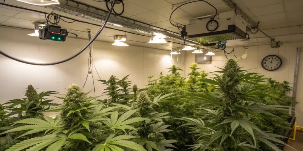 Indoor Cannabis Grow Room With Environmental Controls