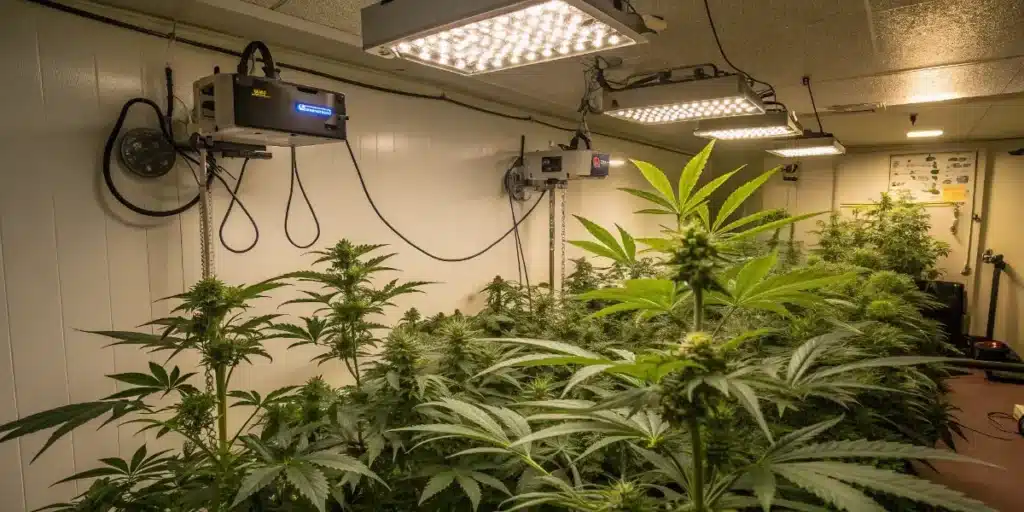 Indoor Cannabis Grow Room With LED Lights