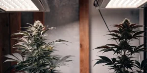 Indoor Cannabis Plants Under LED Grow Lights