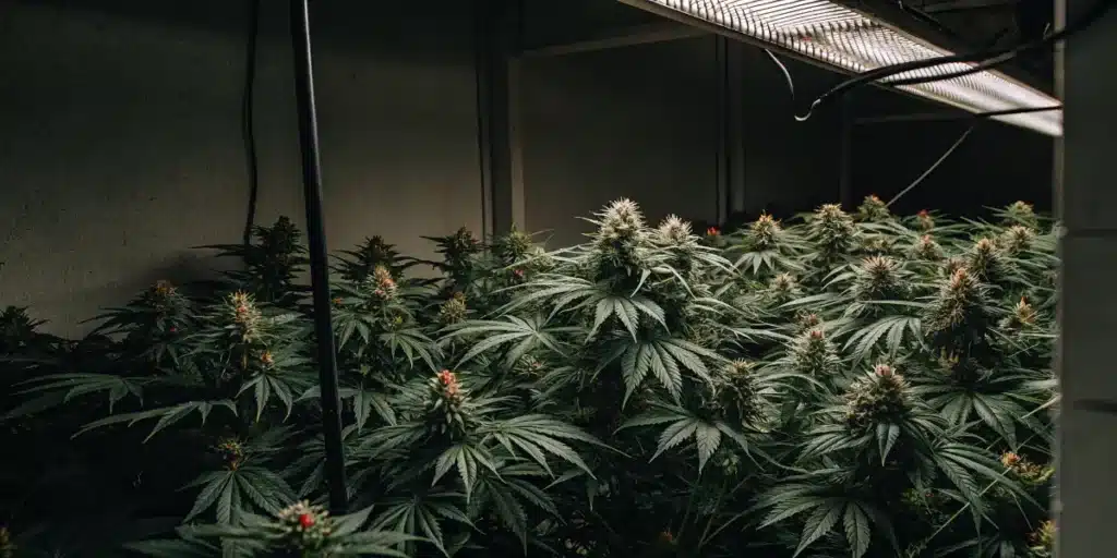 Indoor Cannabis Plants Under LED Grow Lights