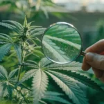 Inspecting a Cannabis Plant with a Magnifying Glass