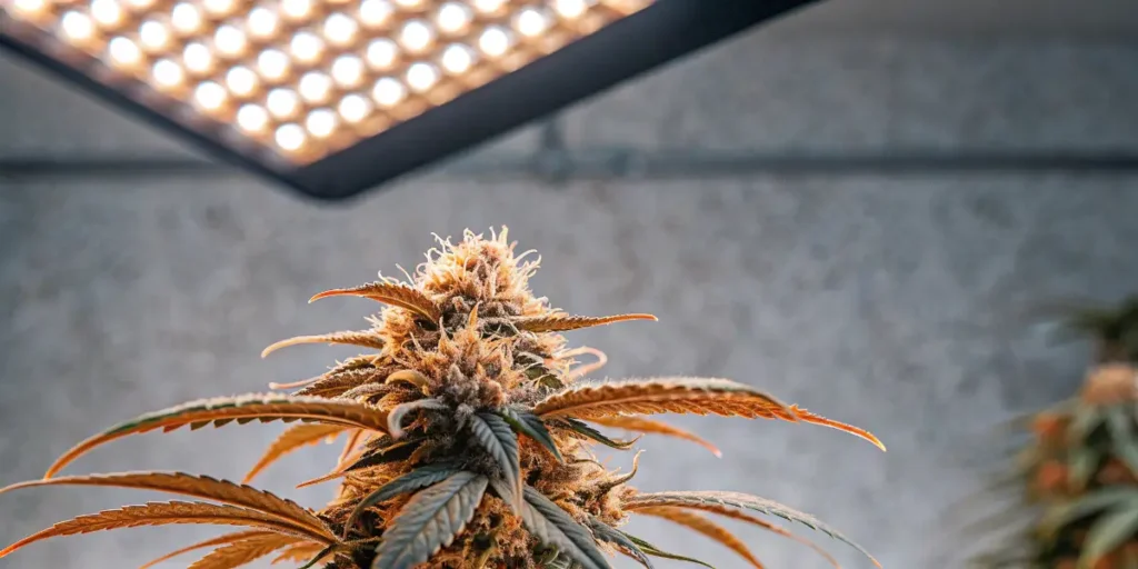 Mature Cannabis Bud Under LED Grow Light