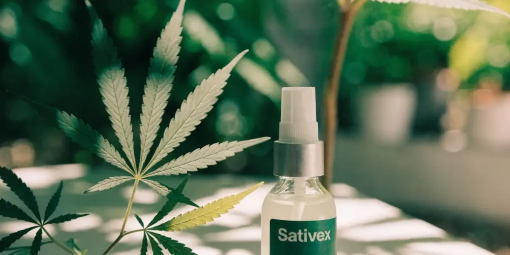Sativex Spray and Cannabis Leaves