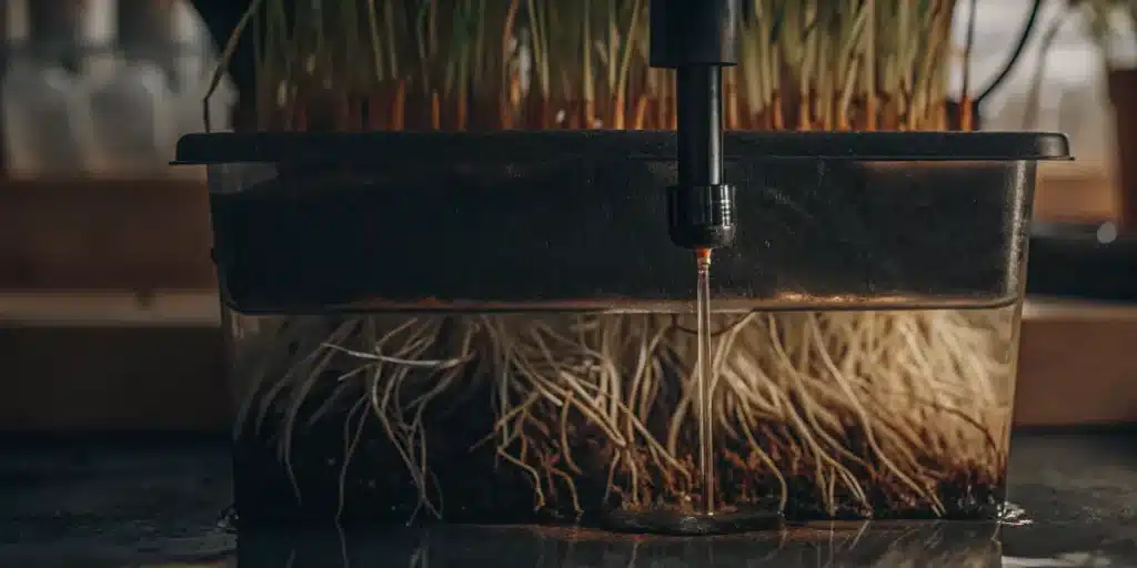 Wick Hydroponic System with Exposed Roots